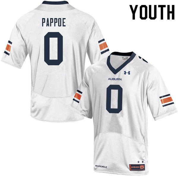 Youth #0 Owen Pappoe Auburn Tigers College Football Jerseys Sale-White - Click Image to Close